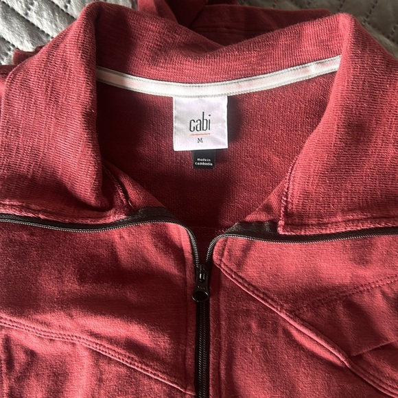 Cabi Training Jacket EUC Size Med. Burgandy slub terry with such a cute fit! - Picture 3 of 7